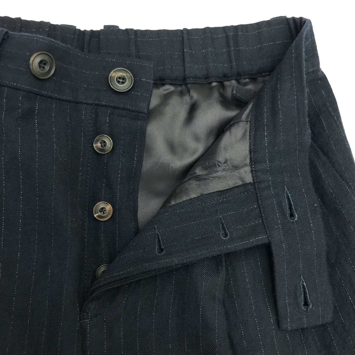 好奇心學校 |羊毛棉條紋褲 | S |海軍 |女性的