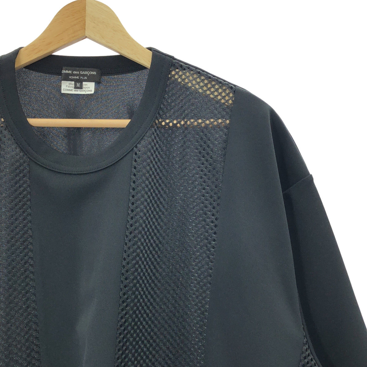 【美品】  COMME des GARCONS HOMME PLUS / コムデギャルソンオムプリュス | 2025SS | ポリエステル メッシュ Tシャツ カットソー | M | ブラック | メンズ
