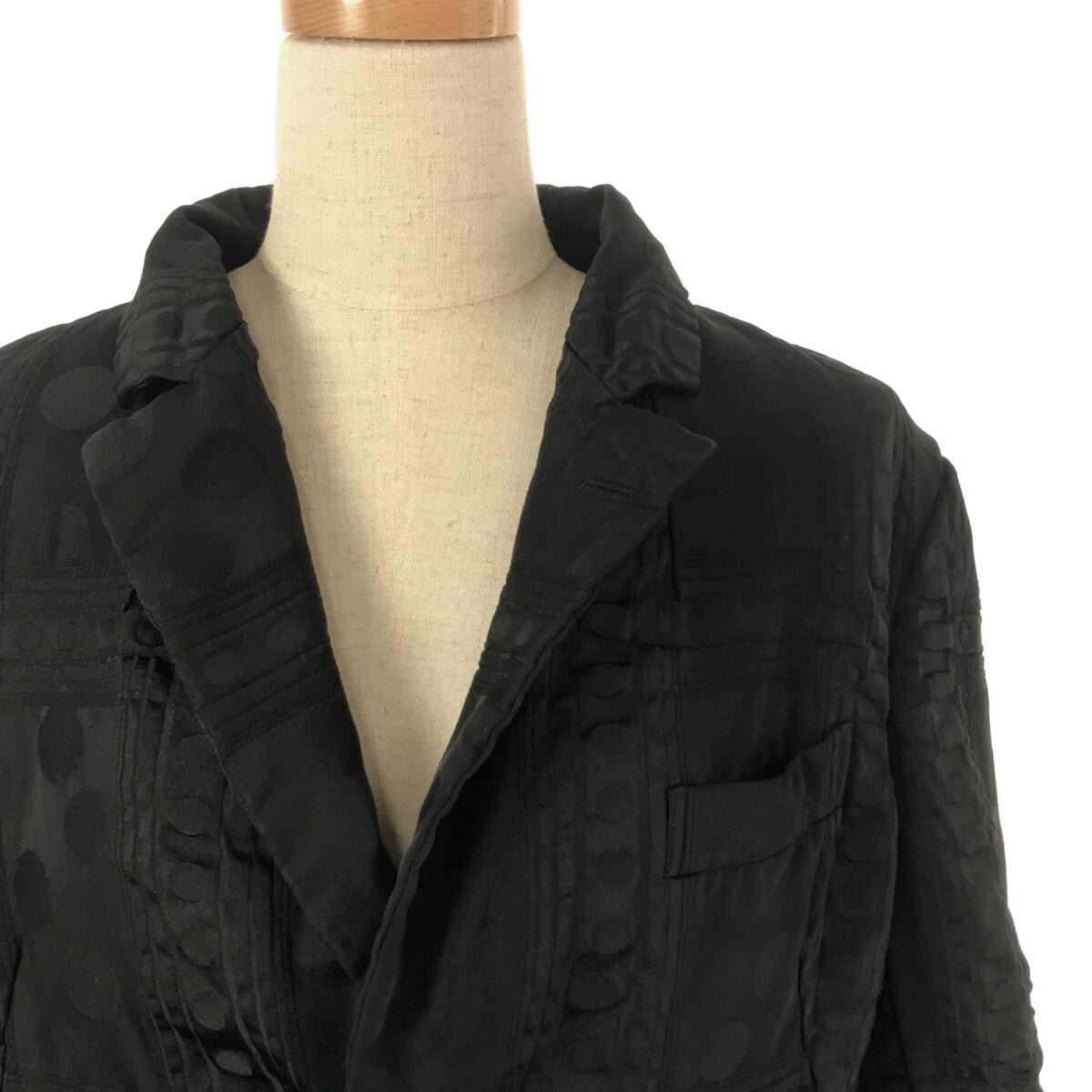 【美品】  COMME des GARCONS COMME des GARCONS / コムコム | 2022SS | ポリ縮絨 ドッキング 変形 ロングジャケット | M | ブラック | レディース