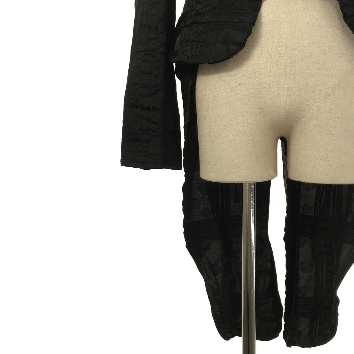 【美品】  COMME des GARCONS COMME des GARCONS / コムコム | 2022SS | ポリ縮絨 ドッキング 変形 ロングジャケット | M | ブラック | レディース