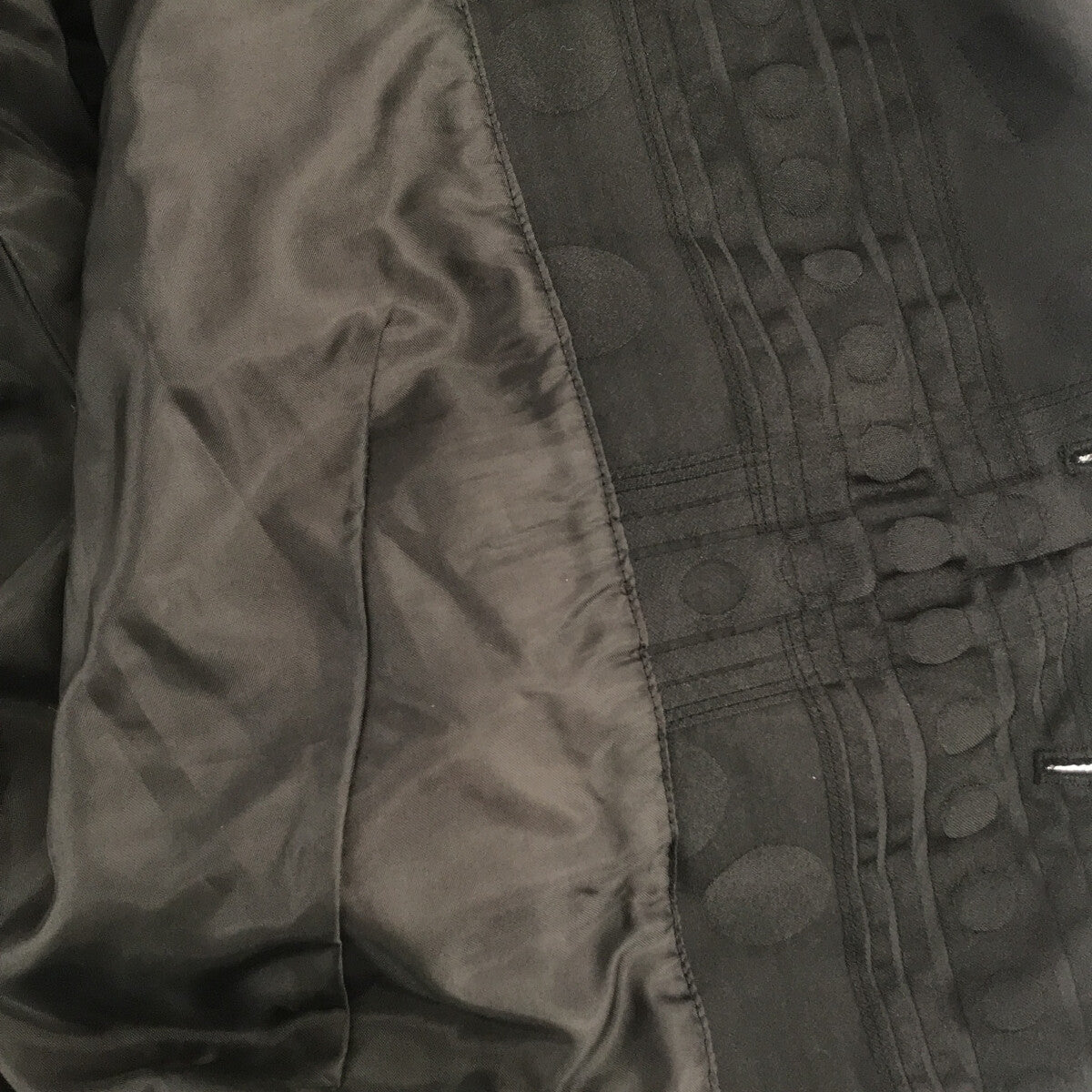 【美品】  COMME des GARCONS COMME des GARCONS / コムコム | 2022SS | ポリ縮絨 ドッキング 変形 ロングジャケット | M | ブラック | レディース