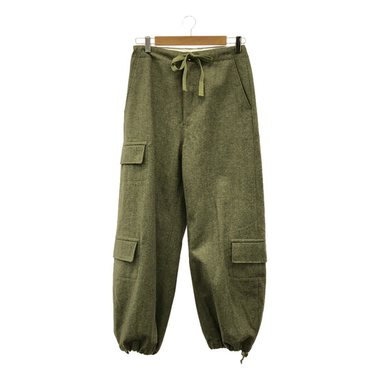 [Good Condition] Drawer | 2024AW | Silk-blend wool herringbone cargo pants | 34 | Olive | Women's