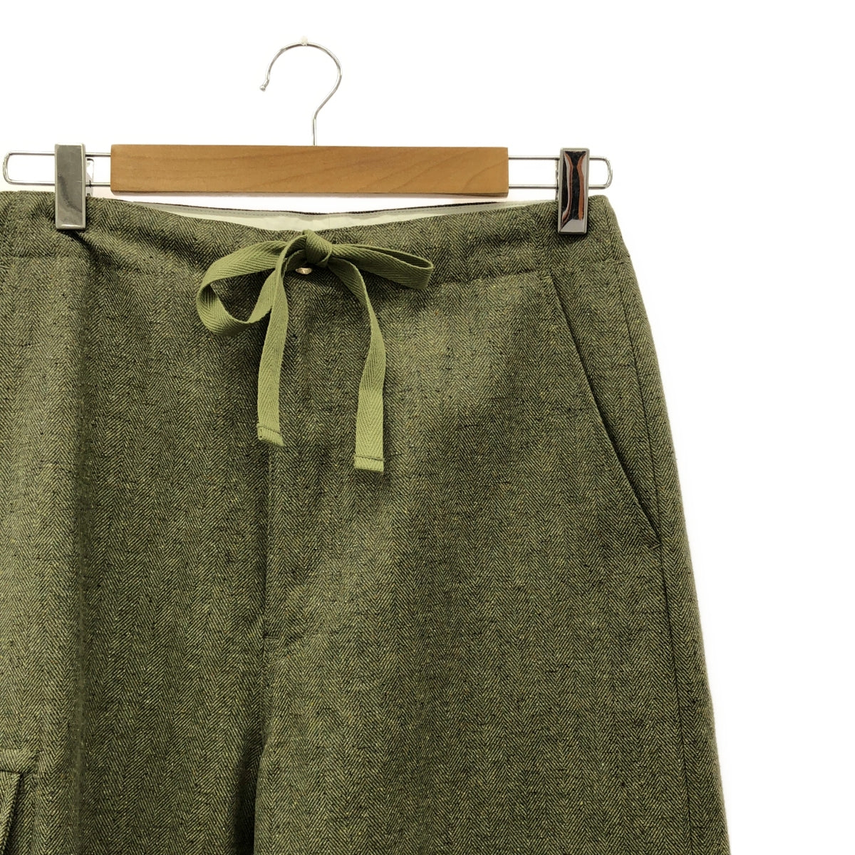 [Good Condition] Drawer | 2024AW | Silk-blend wool herringbone cargo pants | 34 | Olive | Women's