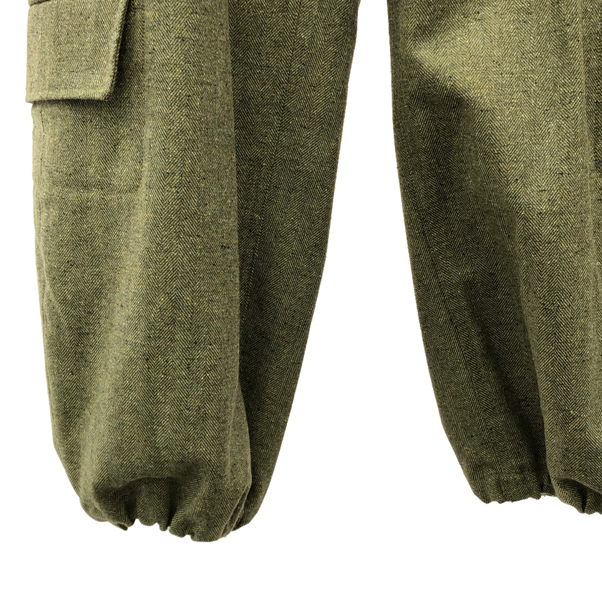 [Good Condition] Drawer | 2024AW | Silk-blend wool herringbone cargo pants | 34 | Olive | Women's