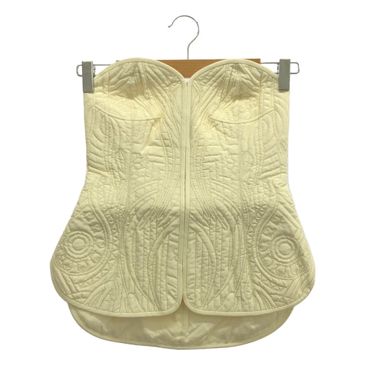 [New] Mame Kurogouchi | Floral Quilted Silk Bustier | 1 | ECRU | Women's