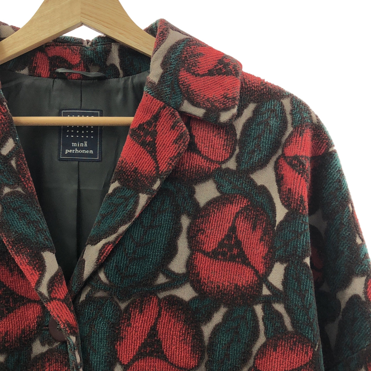 mina perhonen / ミナペルホネン | 2017AW | jardin ジャルダン / 花柄 パイル チェスターコート | 38 | レディース