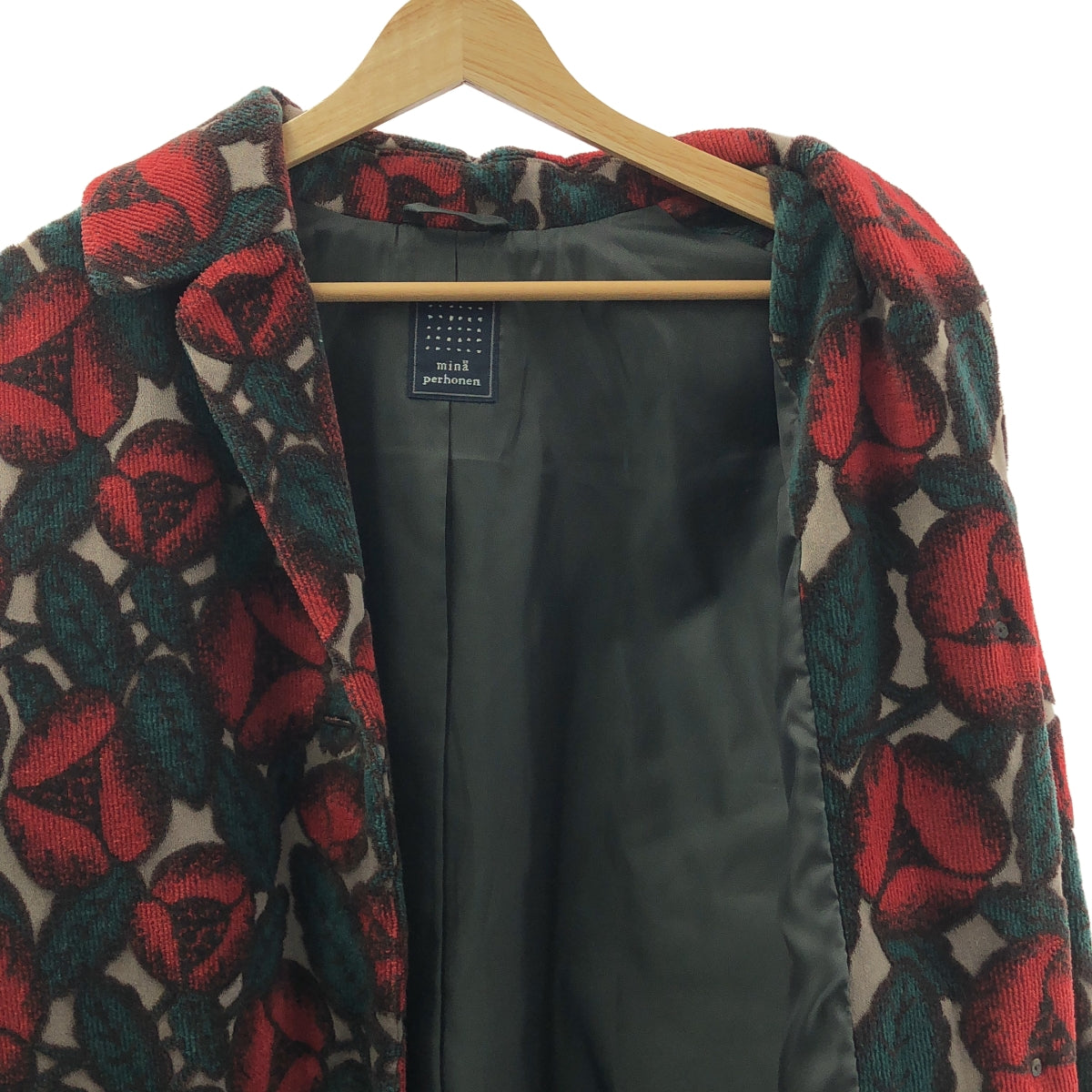 mina perhonen / ミナペルホネン | 2017AW | jardin ジャルダン / 花柄 パイル チェスターコート | 38 | レディース