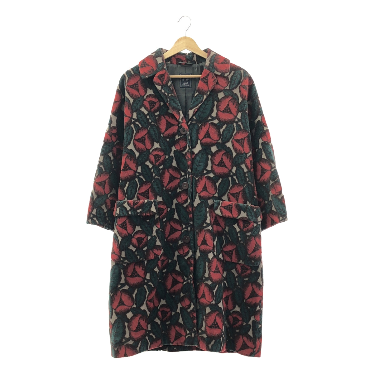 mina perhonen / ミナペルホネン | 2017AW | jardin ジャルダン / 花柄 パイル チェスターコート | 38 | レディース