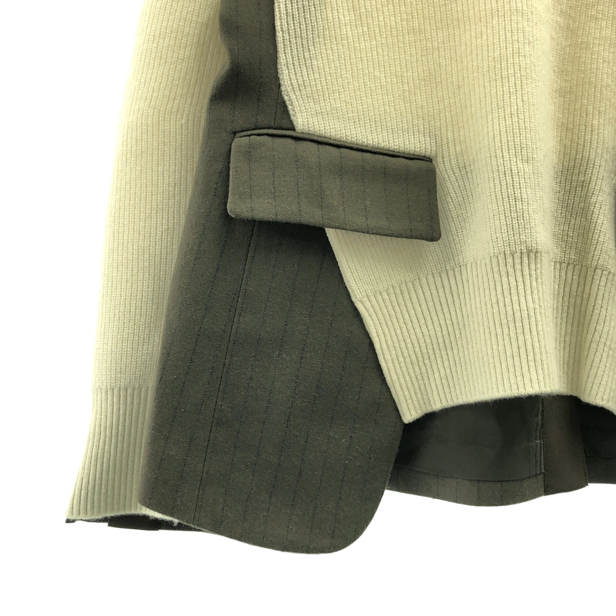 sacai / サカイ | chalk stripe knit pullover / 異素材 ドッキング ニット プルオーバー | 1 | レディース
