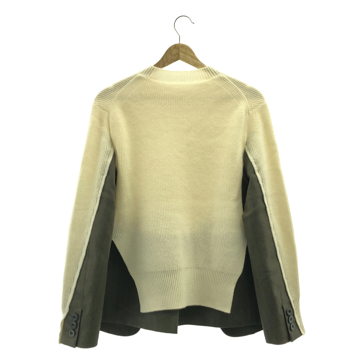 sacai / サカイ | chalk stripe knit pullover / 異素材 ドッキング ニット プルオーバー | 1 | レディース