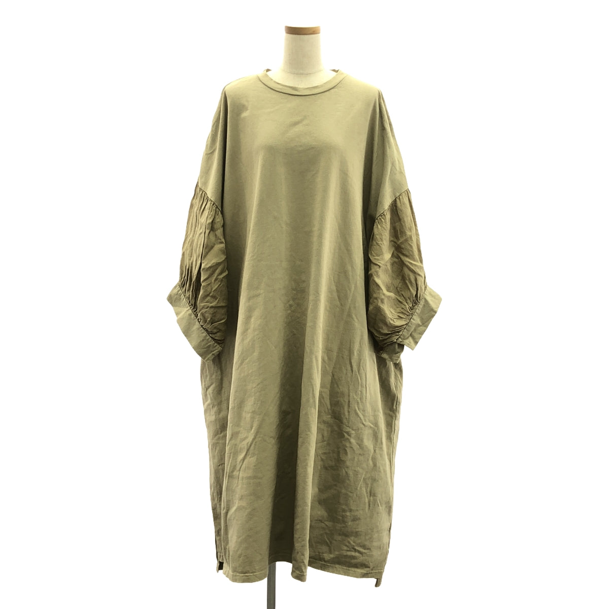 UNIVERSAL SEVEN | USA Cotton Linen Gathered Sleeve Dress | F | Women's