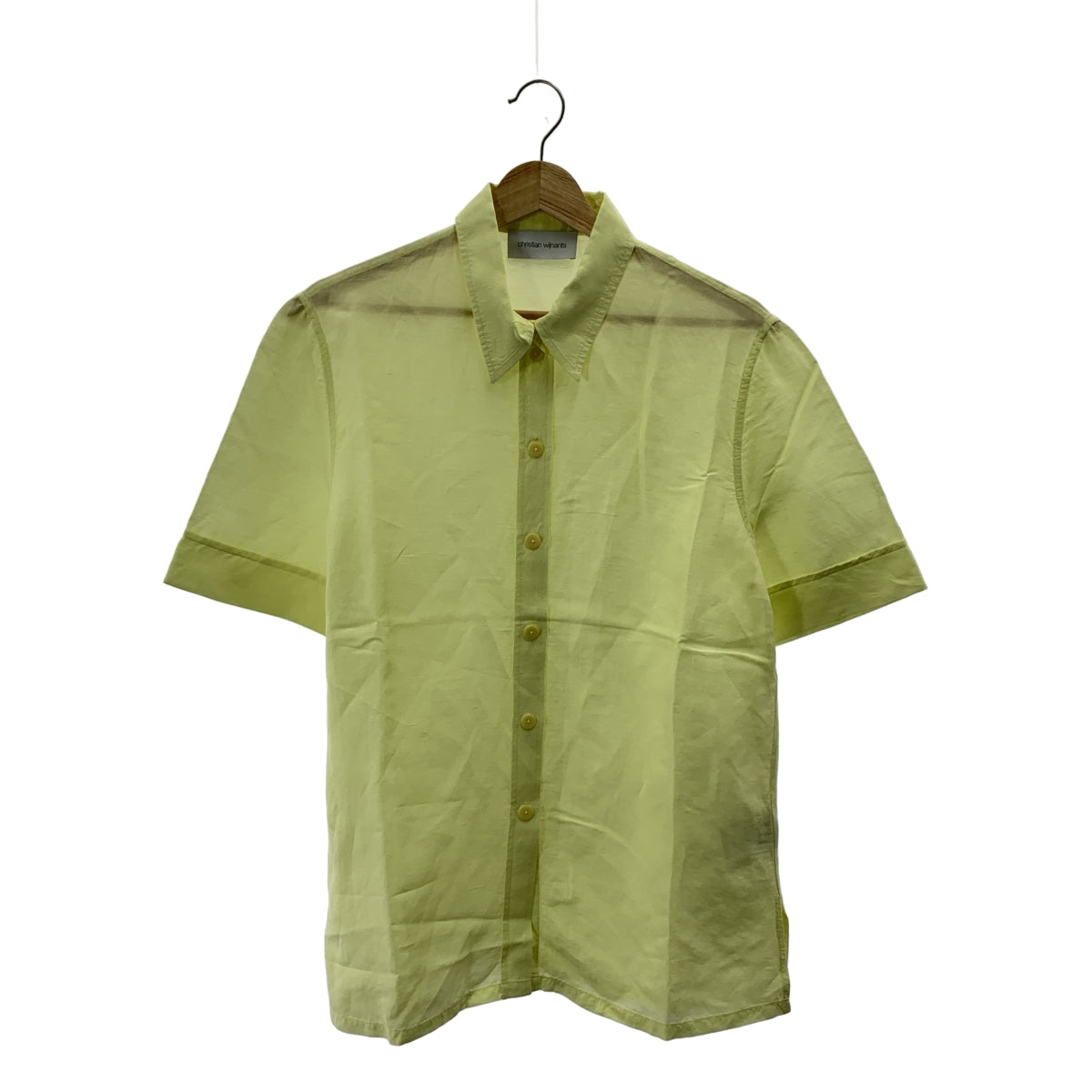 [狀況極佳] Christian Wijnants |黏膠亞麻開衩襯衫女襯衫| SHOPBOP尺寸 34 |黃色|女性的