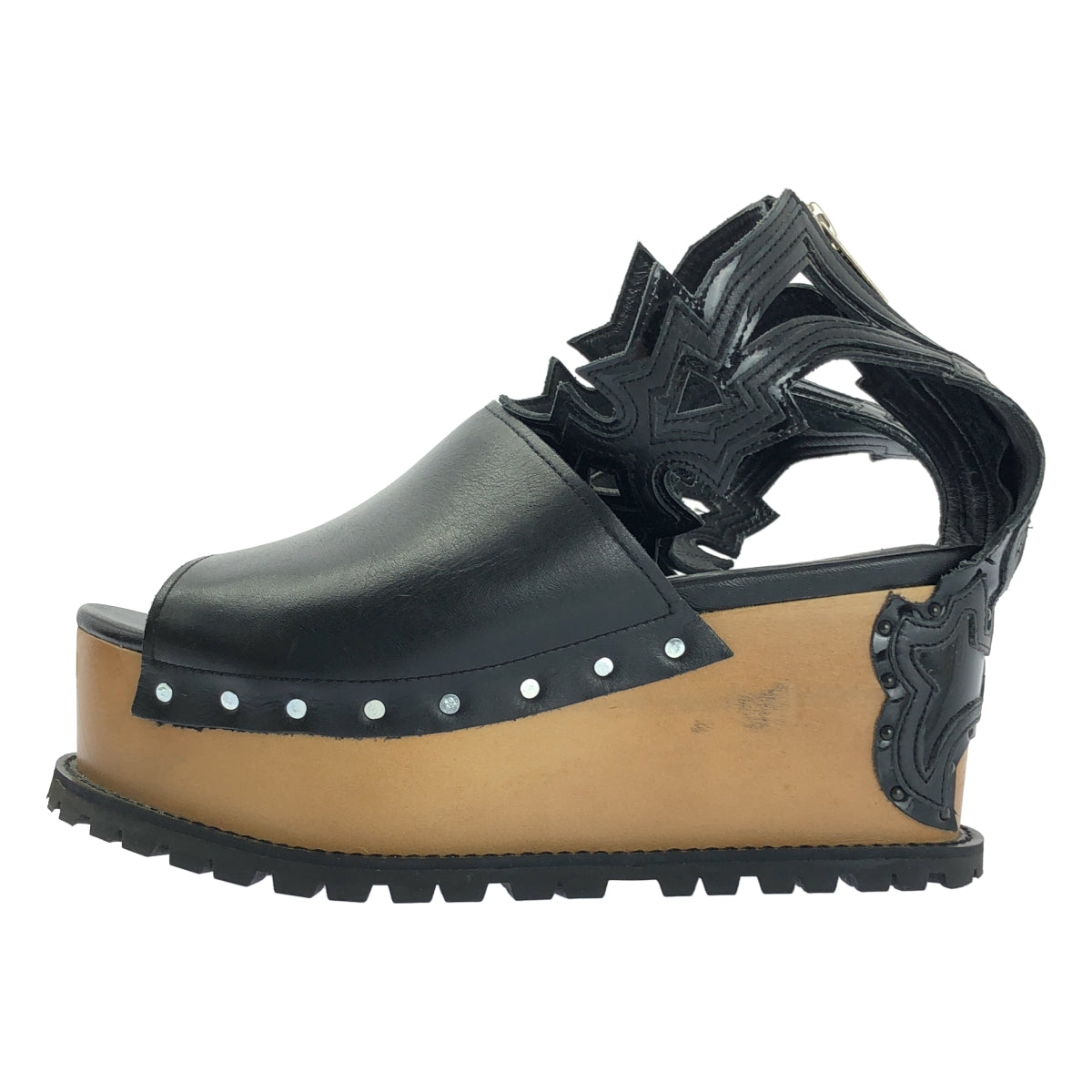 sacai / サカイ | アンクルストラップ プラットフォーム サンダル | 38 | ブラック | レディース