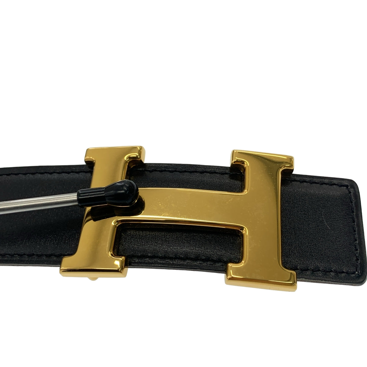 【美品】  HERMES / エルメス | Hバックル レザーベルト | 68 | ゴールド / ブラック | レディース