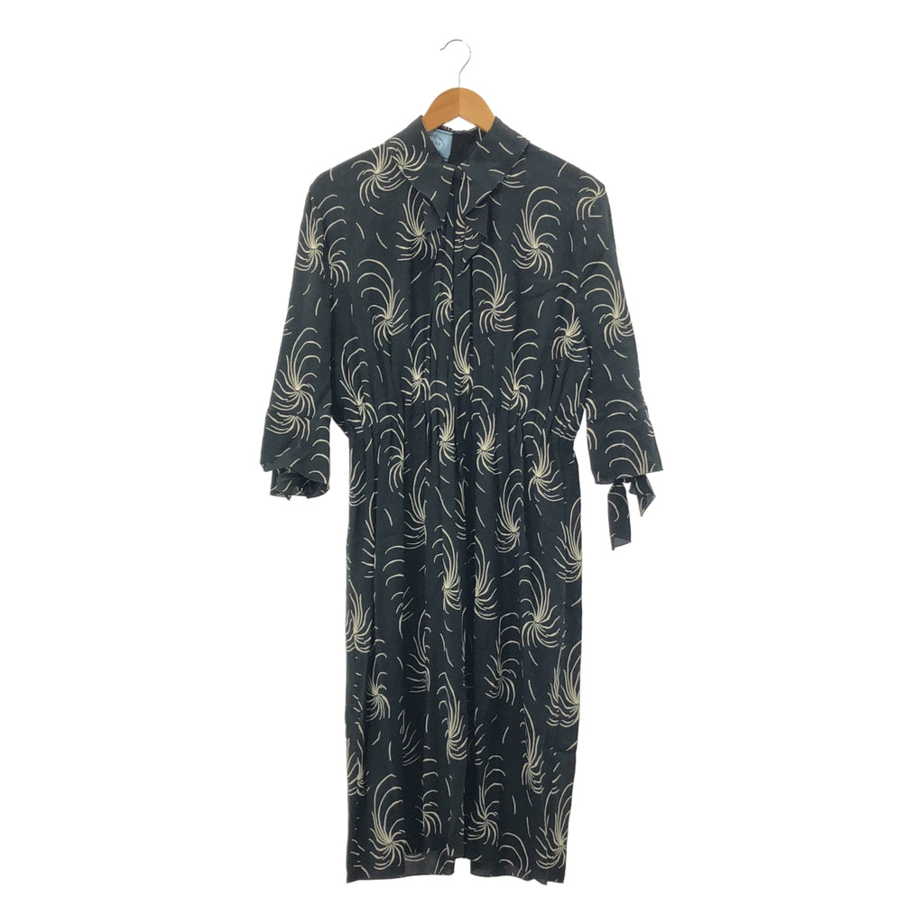 PRADA | 全身印花褶皺洋裝 | 42號 | 黑色 | 女款