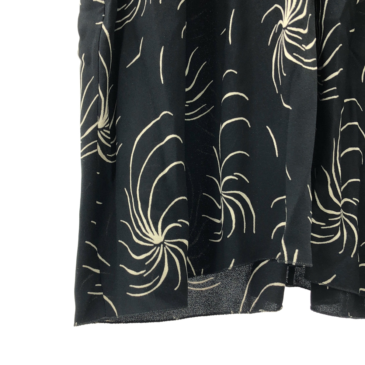 PRADA / 프라다 | 총 무늬 프린트 사브레 셔링 드레스 원피스 | 42 | 블랙 | 여성