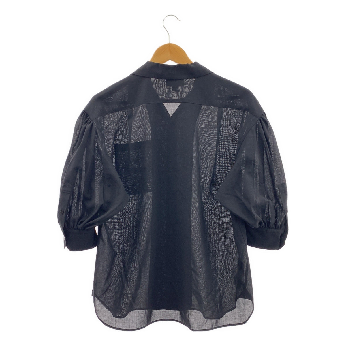 HYKE / 하이크 | 2025SS | 로고 버튼 볼륨 슬리브 오픈 컬러 셔츠 블라우스 | 1 | 여성