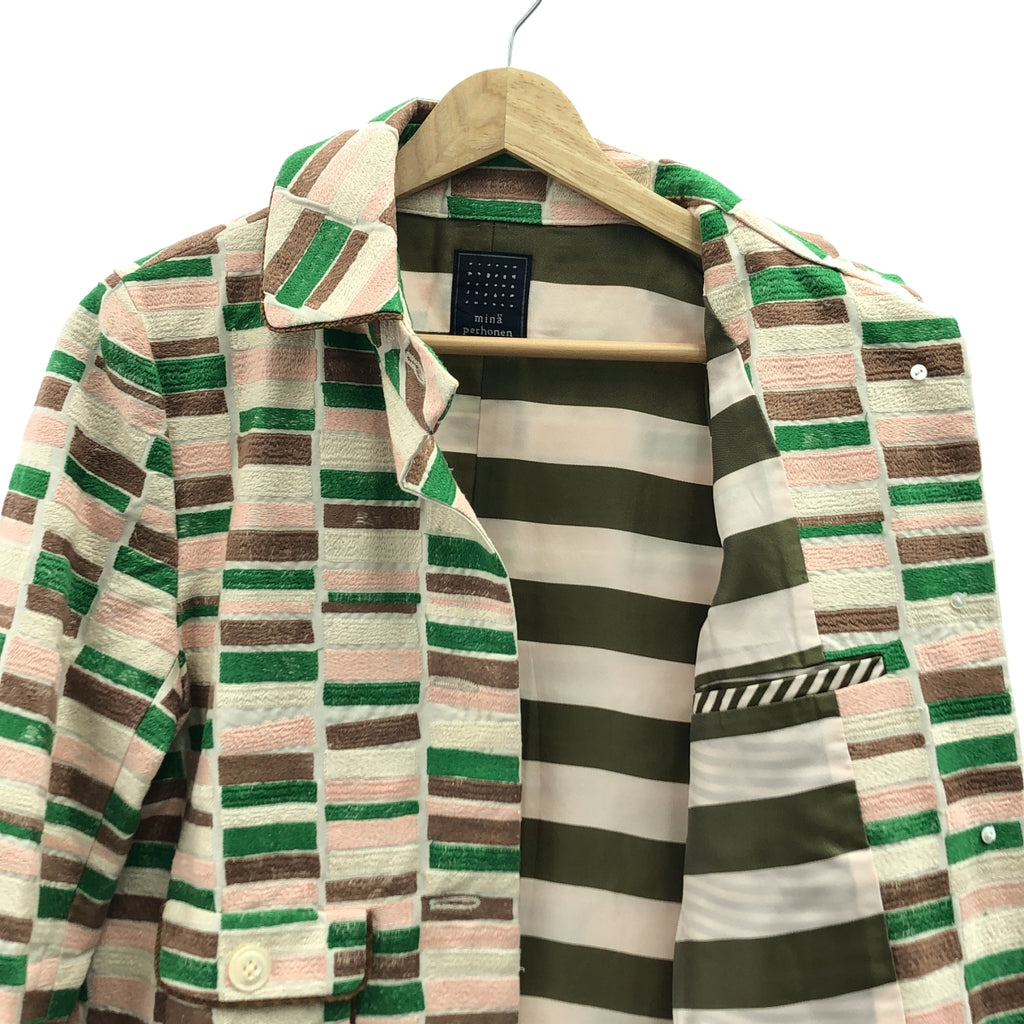 【美品】  mina perhonen / ミナペルホネン | 2008SS | lake レイク / 刺しゅう スプリングコート | 36 | マルチカラー | レディース