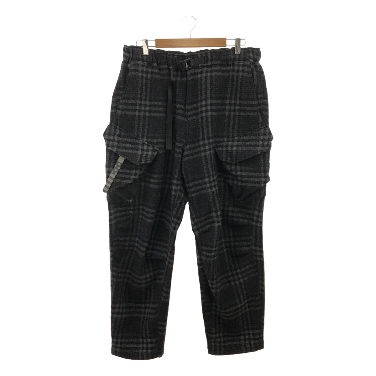 Mountain Research / マウンテンリサーチ | 2024AW | PCU Trousers Wool Check ウール チェック ワイド テーパード カーゴパンツ | L | グレー | メンズ