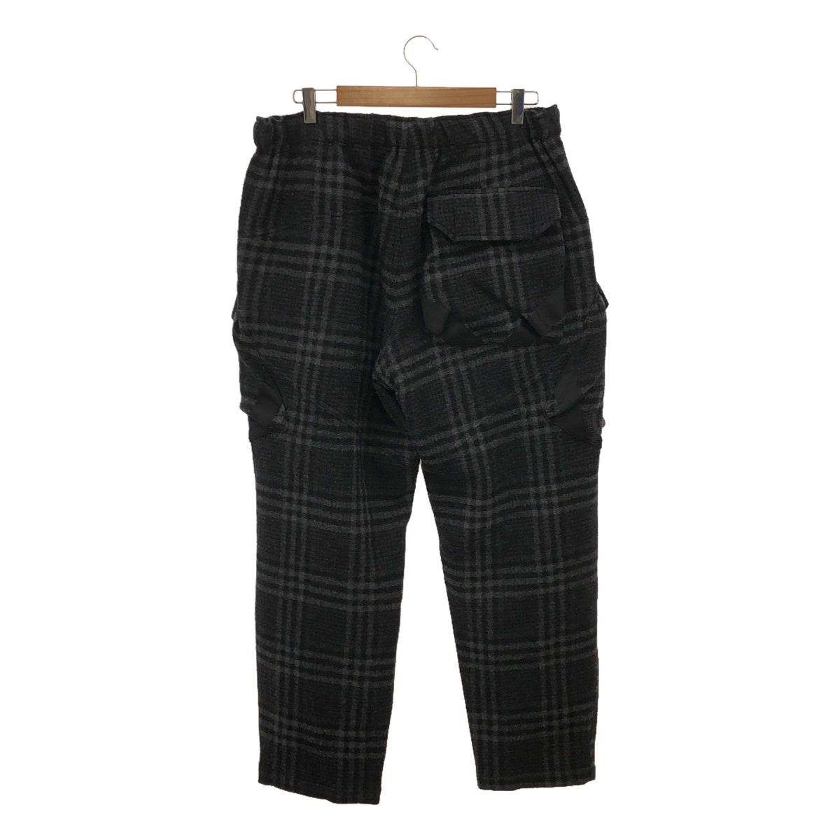 Mountain Research / 마운틴 리서치 | 2024AW | PCU Trousers Wool Check 울 체크 와이드 테이퍼드 카고 팬츠 | L | 회색 | 남성