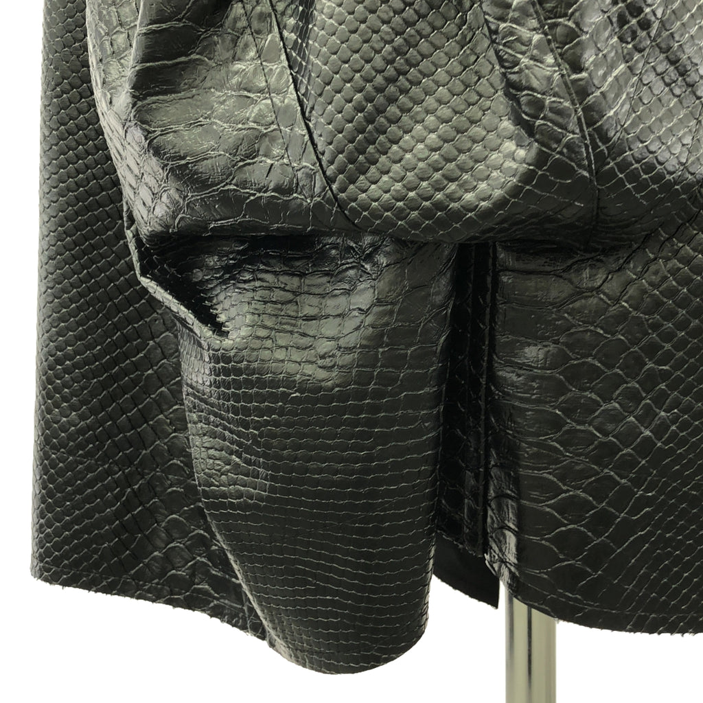 【미품】 COMME des GARCONS / 콤데 갤슨 | 2022AW | 가짜 가죽 악어 변형 드로 스트링 스커트 | S | 블랙 | 여성