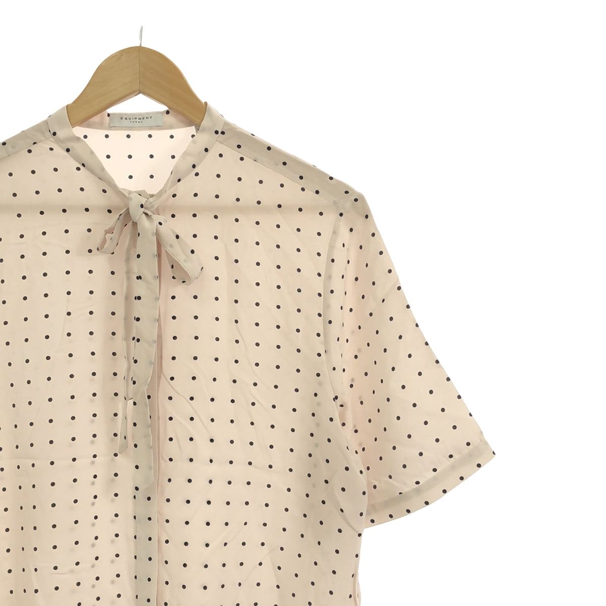 EQUIPMENT | Silk dot ribbon collar short sleeve shirt | 38 | Women's