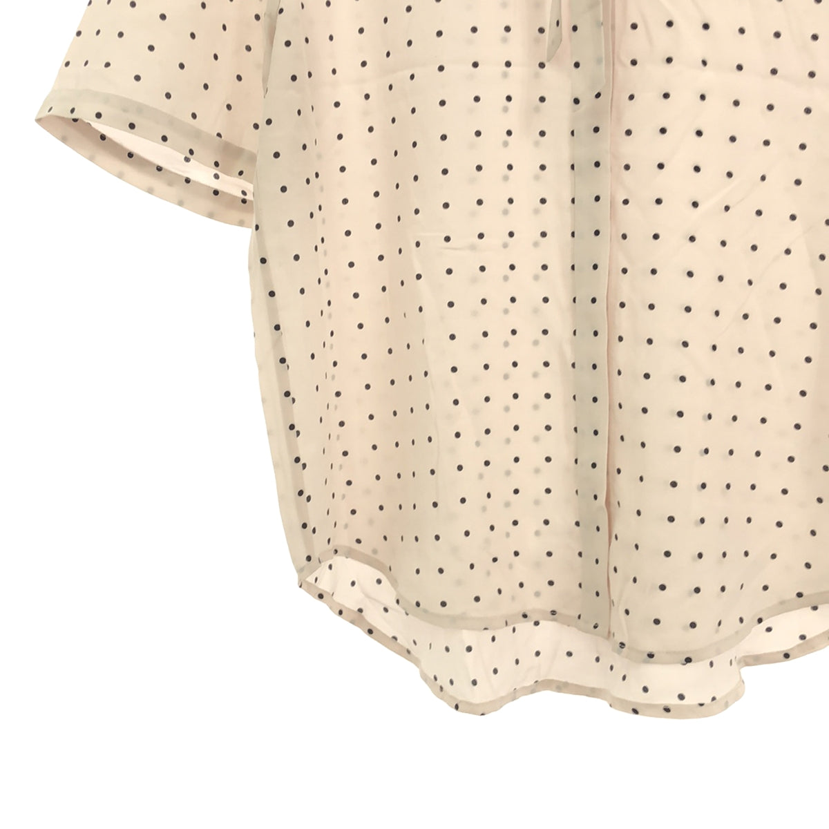 EQUIPMENT | Silk dot ribbon collar short sleeve shirt | 38 | Women's