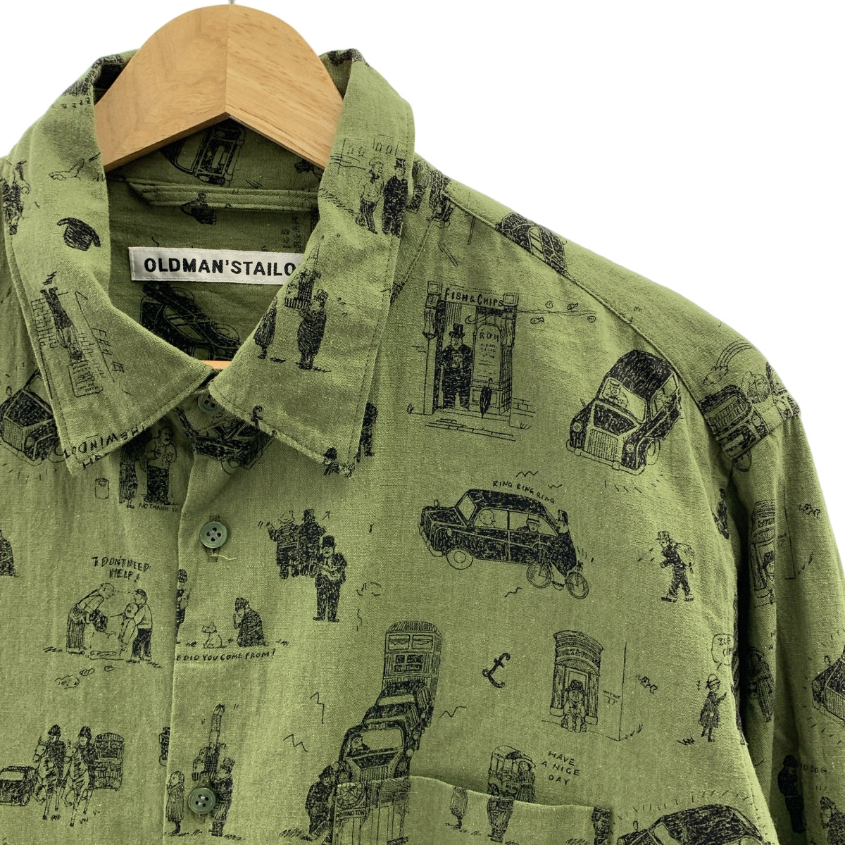 OLDMAN'S TAILOR / 올드맨즈테일러 | WHERE IS MY DOG? ​​총무늬 프린트 스몰 컬러 셔츠 | 42 |