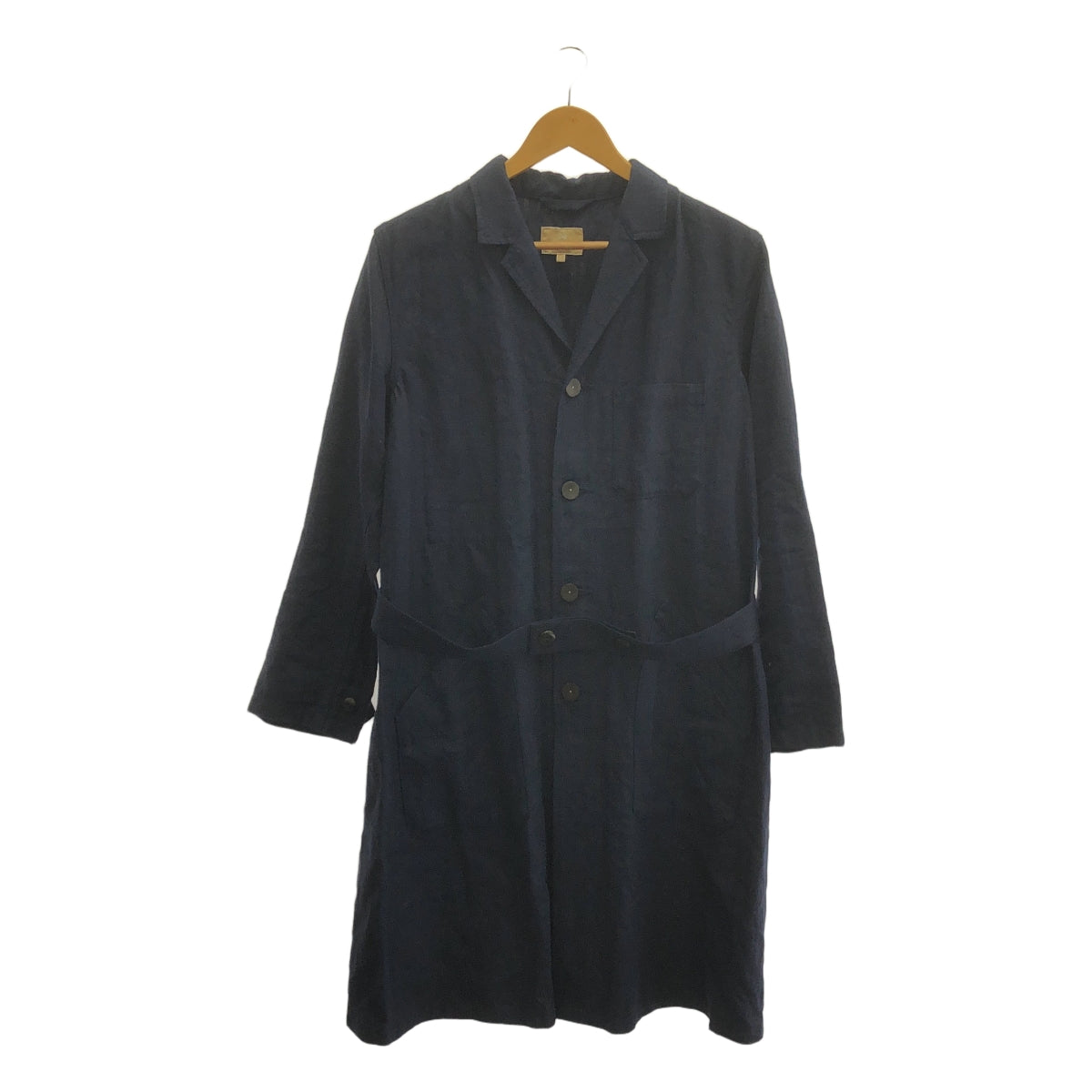 NIGEL CABOURN / ナイジェルケーボン | ベルテッド リネンコート | 8 | ネイビー | レディース