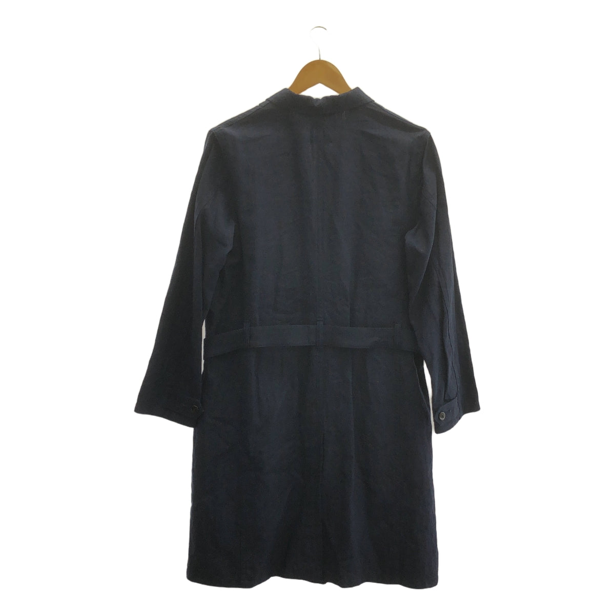NIGEL CABOURN / ナイジェルケーボン | ベルテッド リネンコート | 8 | ネイビー | レディース