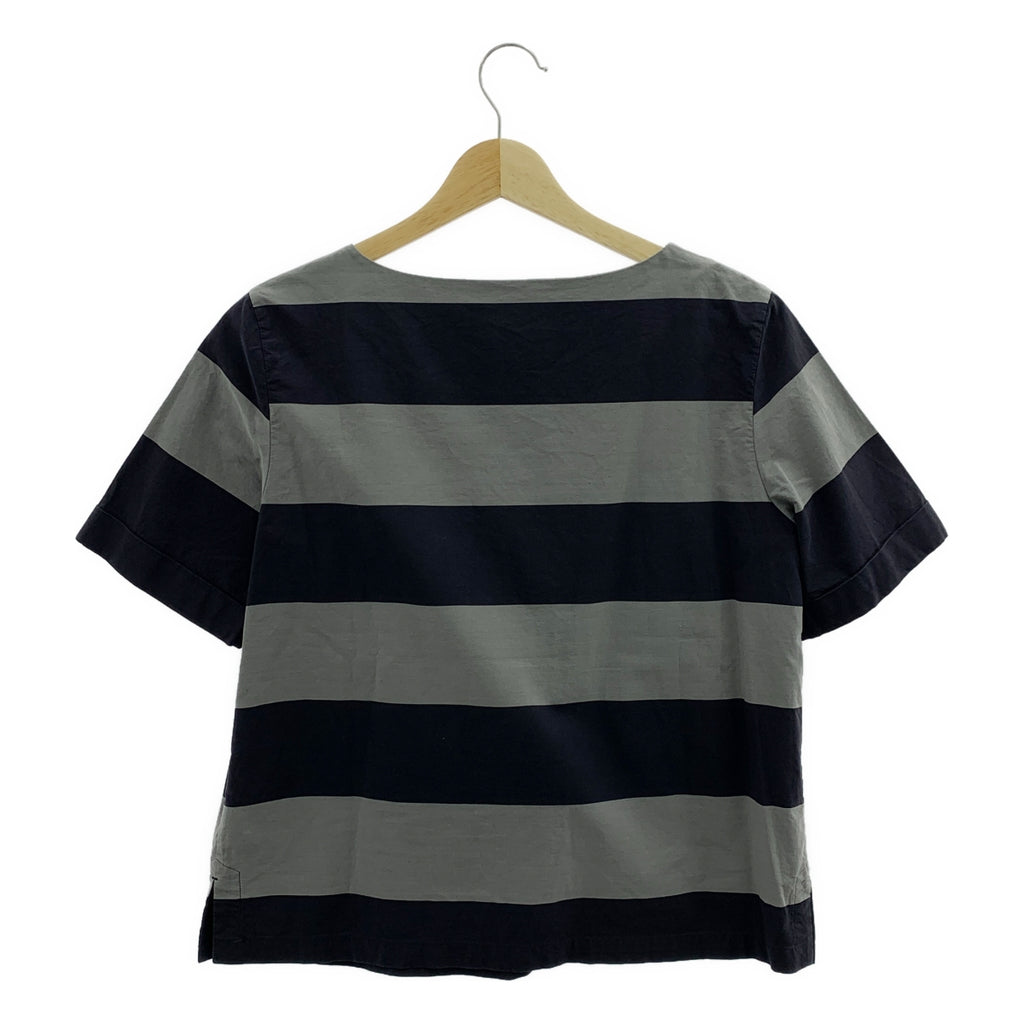 MARGARET HOWELL / マーガレットハウエル | コットン ボーダー プルオーバー 半袖ブラウス | 1 | レディース