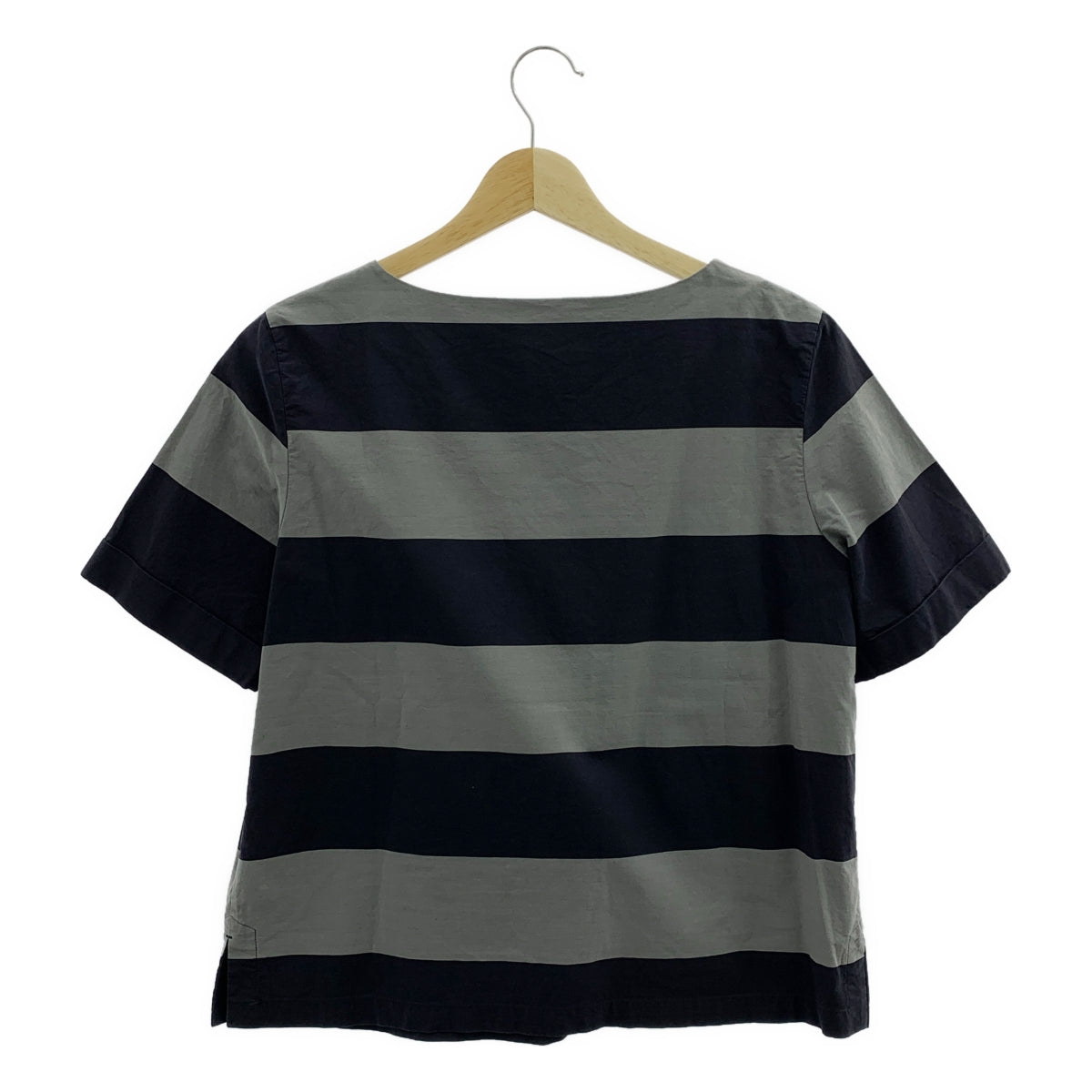 MARGARET HOWELL / マーガレットハウエル | コットン ボーダー プルオーバー 半袖ブラウス | 1 | レディース