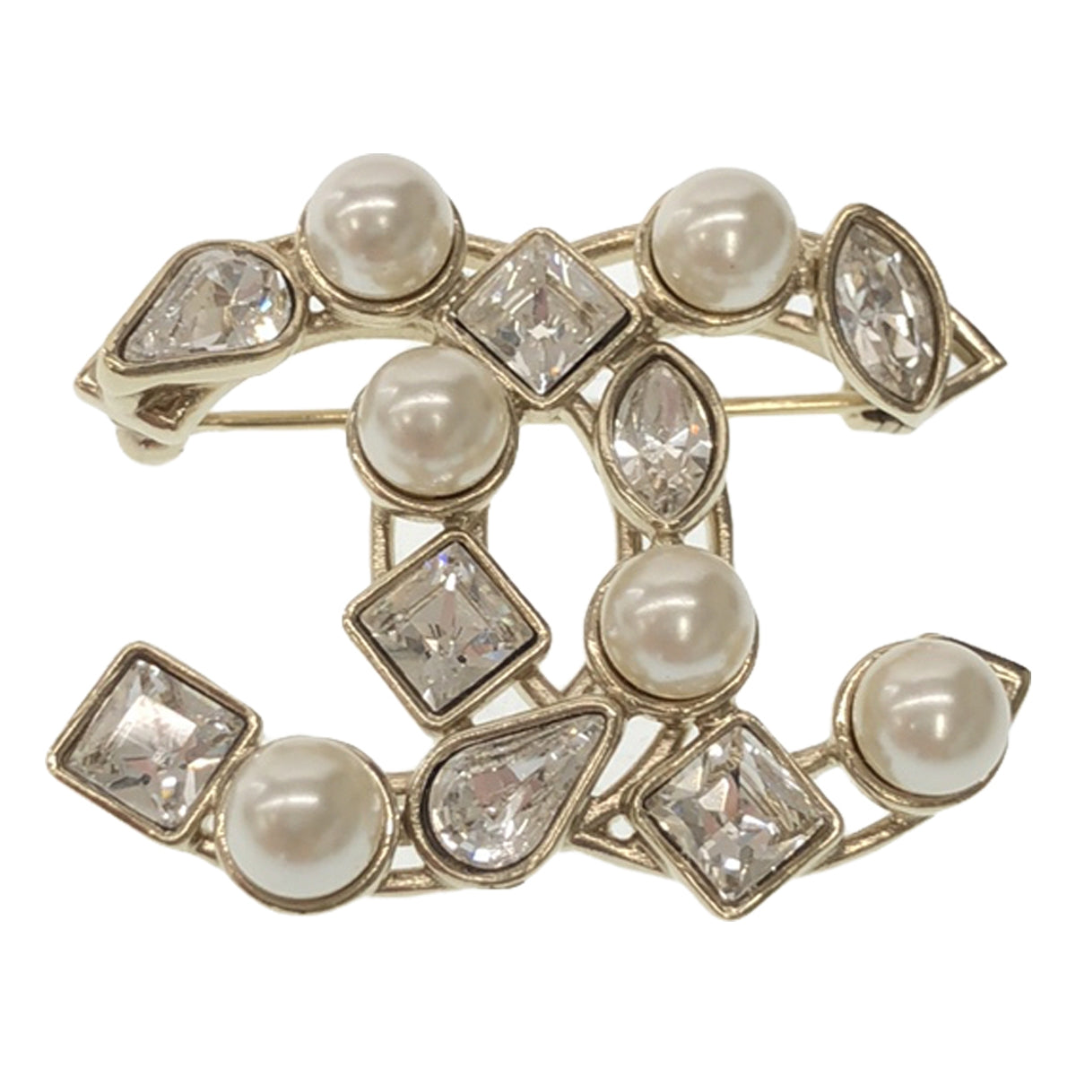 CHANEL / Chanel | CC mark metal strass brooch |