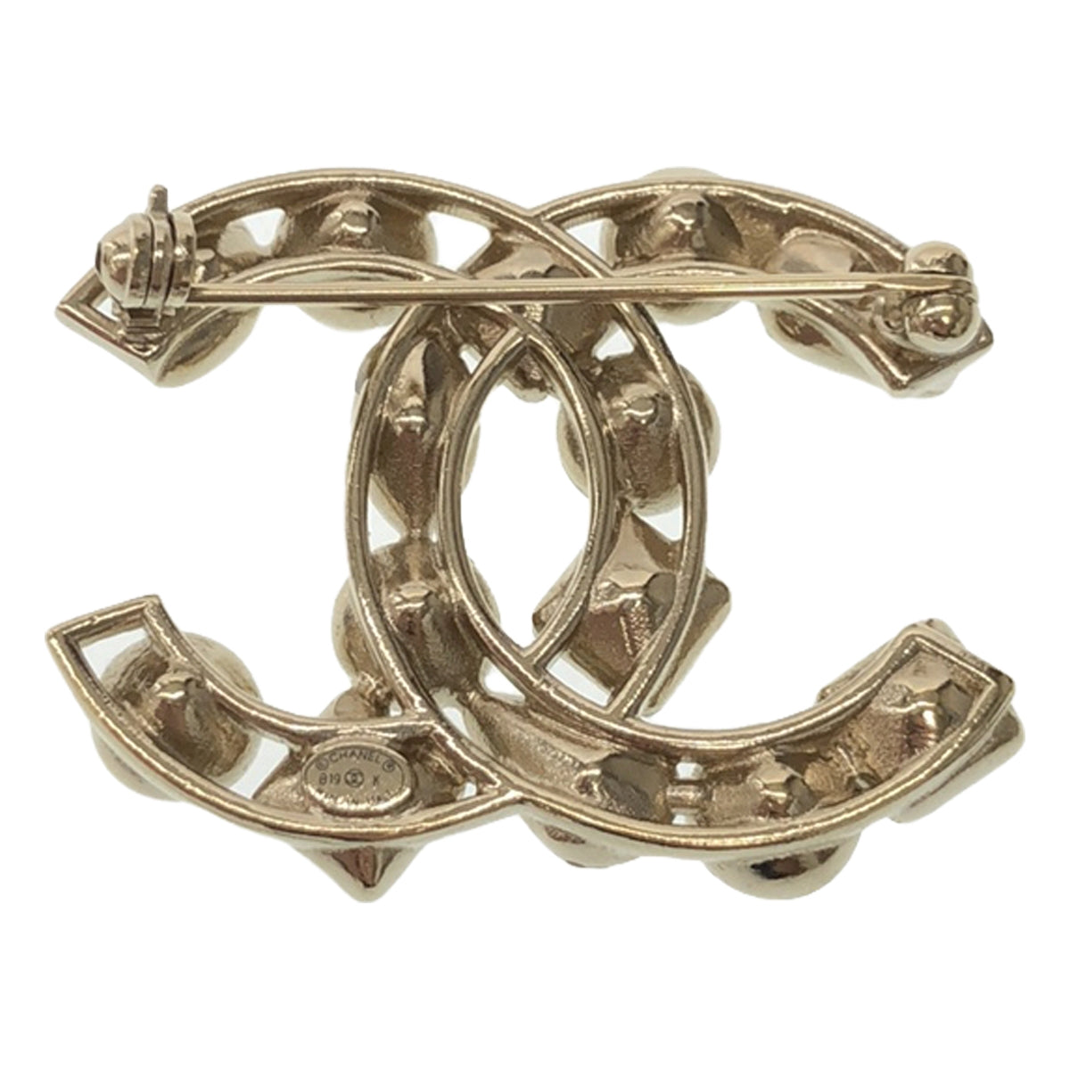 CHANEL / Chanel | CC mark metal strass brooch |