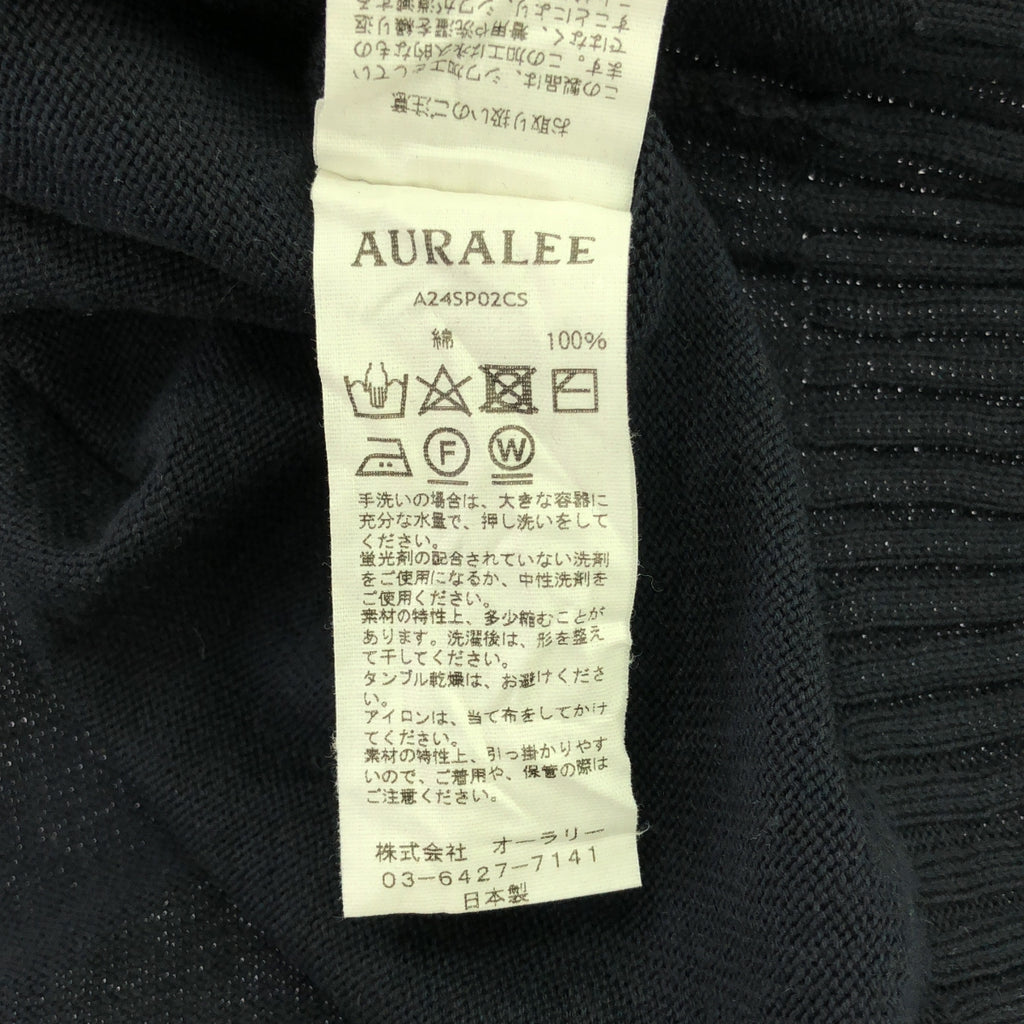 AURALEE | 2024SS | 皺褶乾棉針織 P/O 皺褶棉質圓領針織衫 | 4 | 深海軍藍 | 男款