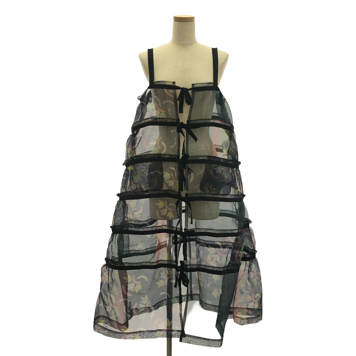 tao COMME des GARCONS | 2022AW | Polyester all-over print ribbon sheer dress | M | Women's