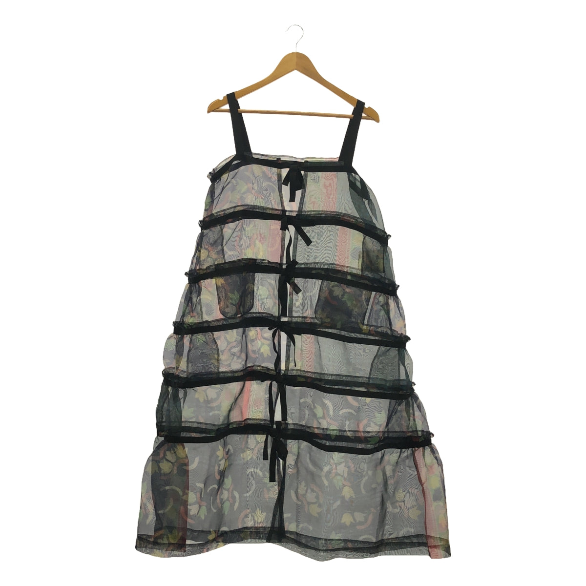 tao COMME des GARCONS | 2022AW | Polyester all-over print ribbon sheer dress | M | Women's