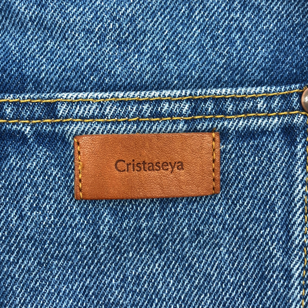 Cristaseya / クリスタセヤ | DENIM HIGH-WAISTED JEANS / レザーパッチ ハイウエスト デニムパンツ | XXS | レディース