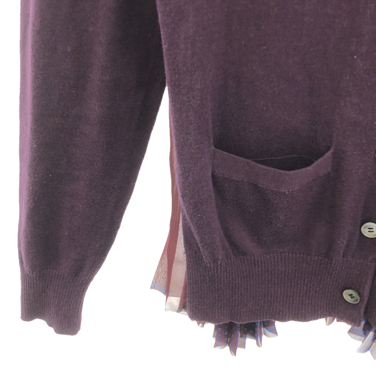 sacai / サカイ | バックプリーツ 総柄 ニットカーディガン | 2 | バーガンディ | レディース