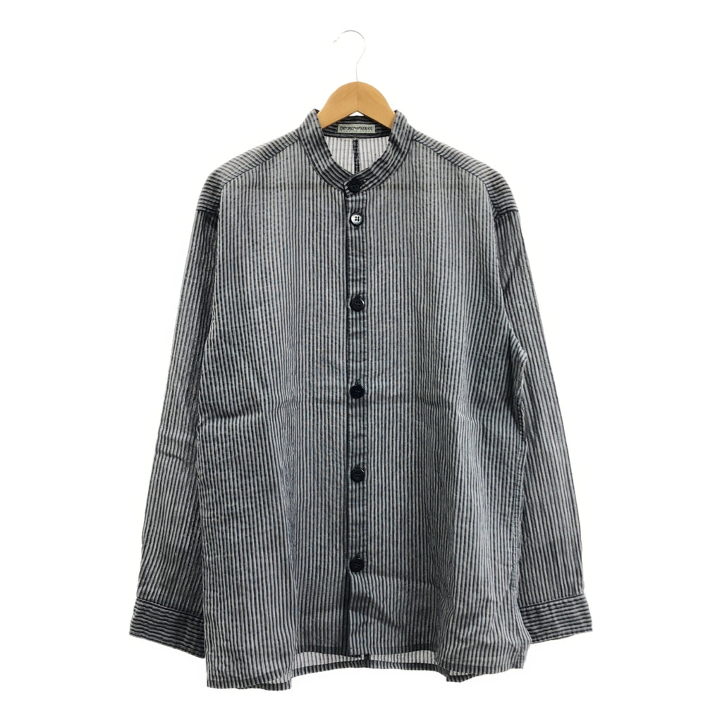 EMPORIO ARMANI | 泡泡紗條紋立領襯衫 |