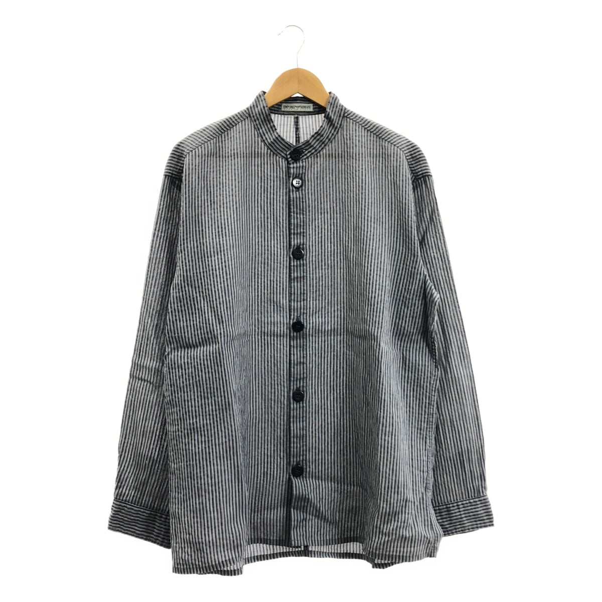 EMPORIO ARMANI | 泡泡紗條紋立領襯衫 |