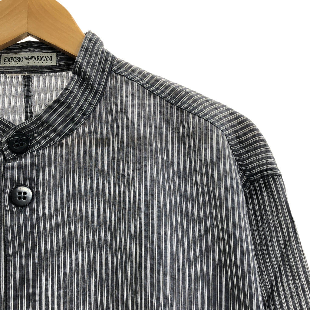 EMPORIO ARMANI | 泡泡紗條紋立領襯衫 |
