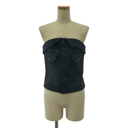 HYKE | 2024AW | WOOL STRAPLESS TOP / Melton wool bustier | 01 | Women's