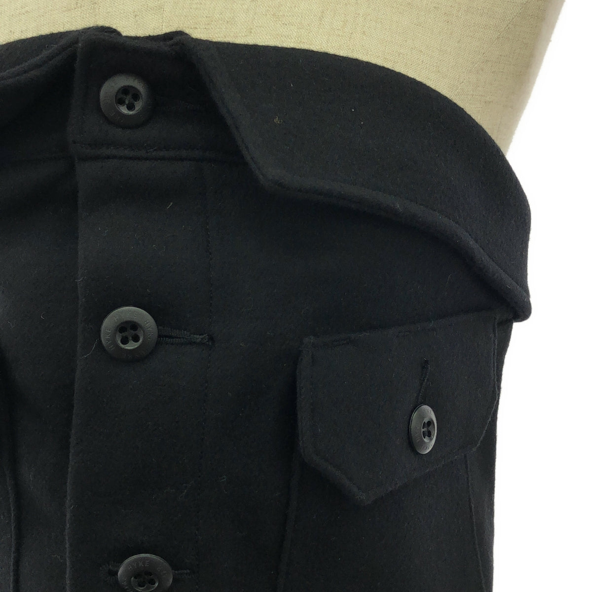 HYKE | 2024AW | WOOL STRAPLESS TOP / Melton wool bustier | 01 | Women's