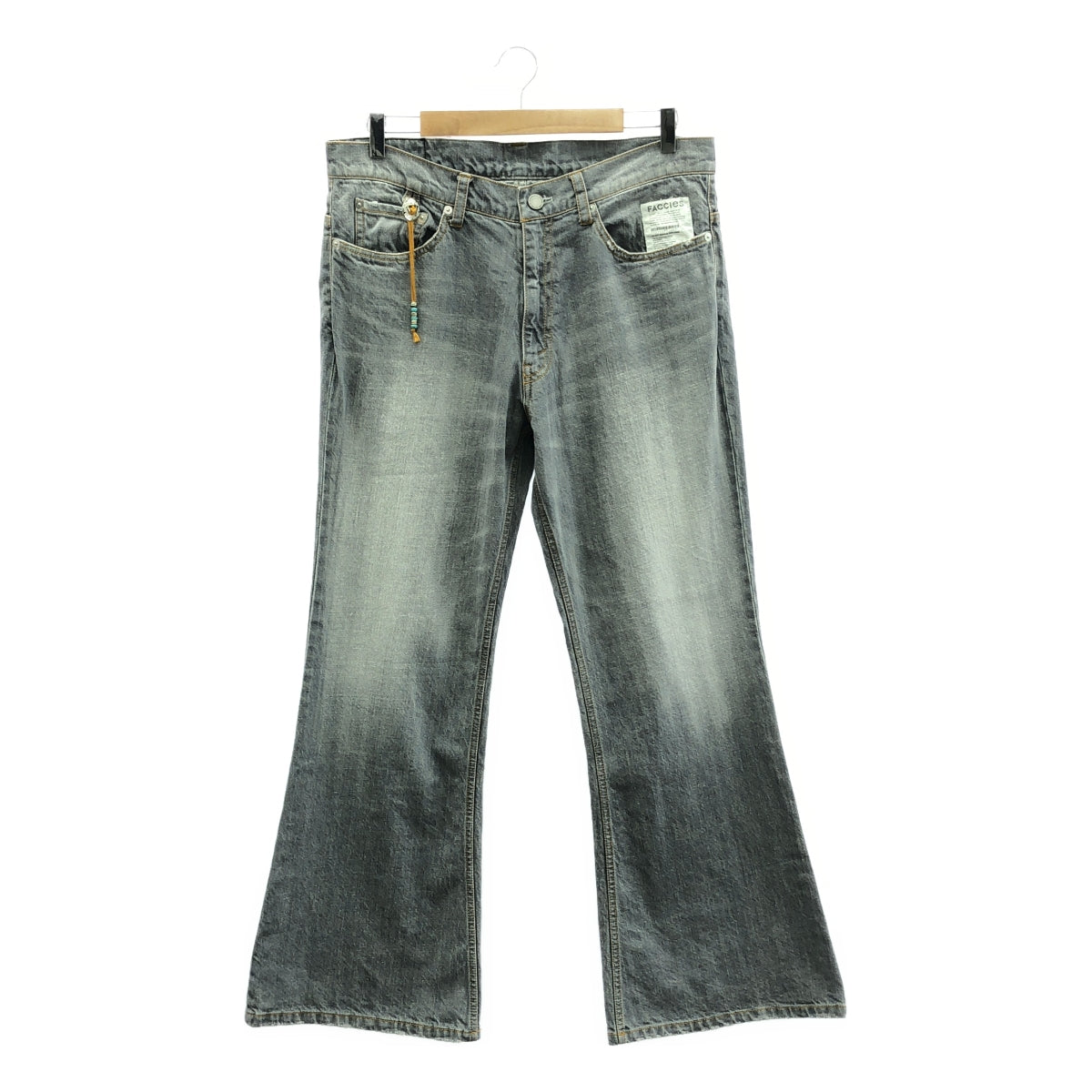 FACCIES / ファッチーズ | 11oz Nep Flare Denim / ダメージ加工 コンチョ フレア ブーツカット デニムパンツ | 02 | メンズ