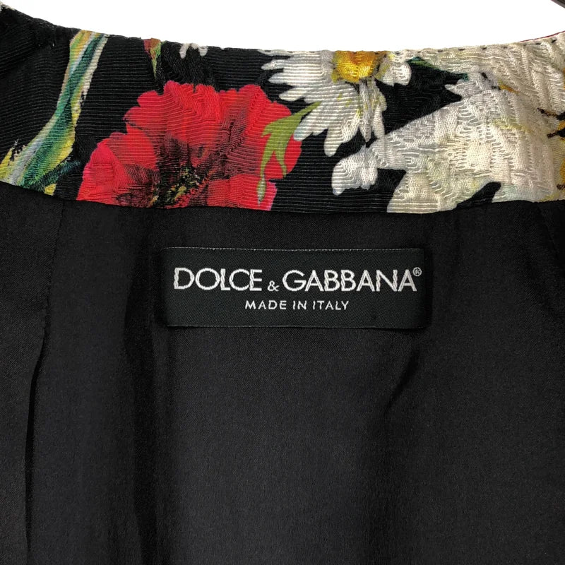 DOLCE＆GABBANA / ドルチェ＆ガッバーナドルガバ | 総柄 フラワー ジャガード ノーカラー コート / シルク総裏地 | 40 | レディース