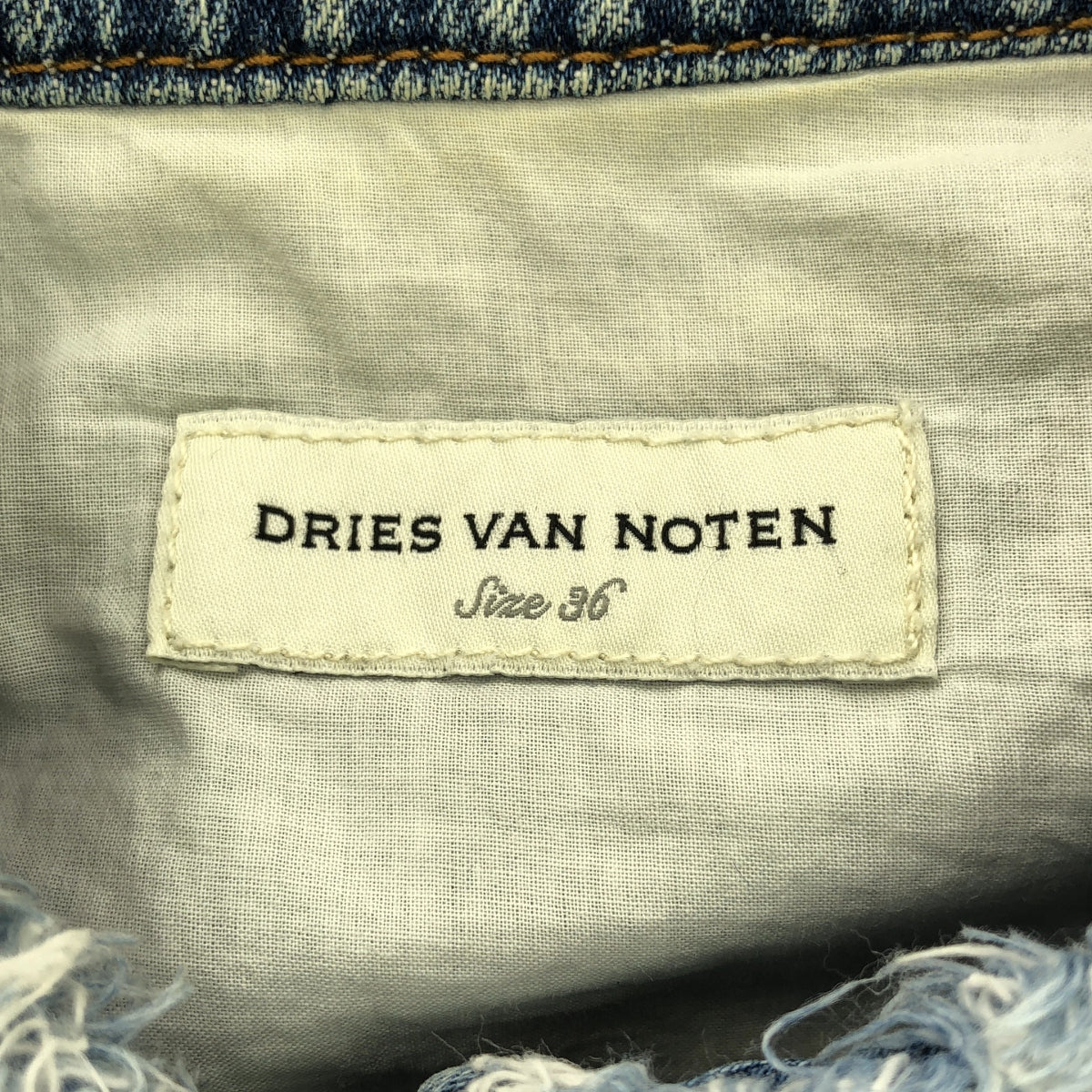 DRIES VAN NOTEN / 드리스 반 노텐 | 컷오프 노 컬러 크롭 데님 재킷 | 36 | 여성