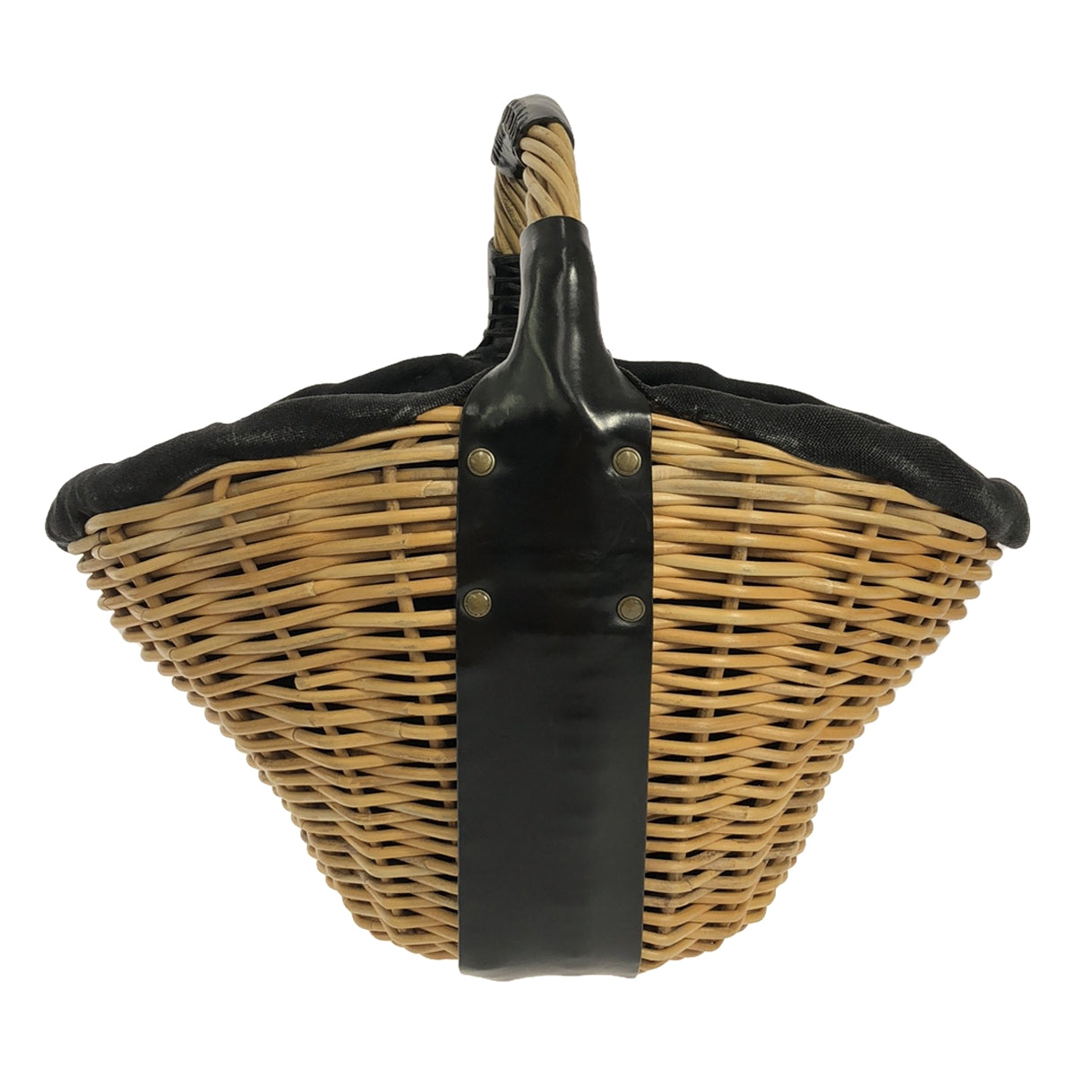 ebagos / Ebagos | Leather-trimmed one-handled oil shoulder basket / hand basket bag |