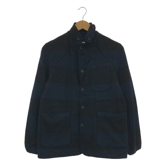 FWK BY ENGINEERED GARMENTS | Wool single-breasted jacket / all-over jacquard pattern on sleeves | 1 | Black/Navy | Women's