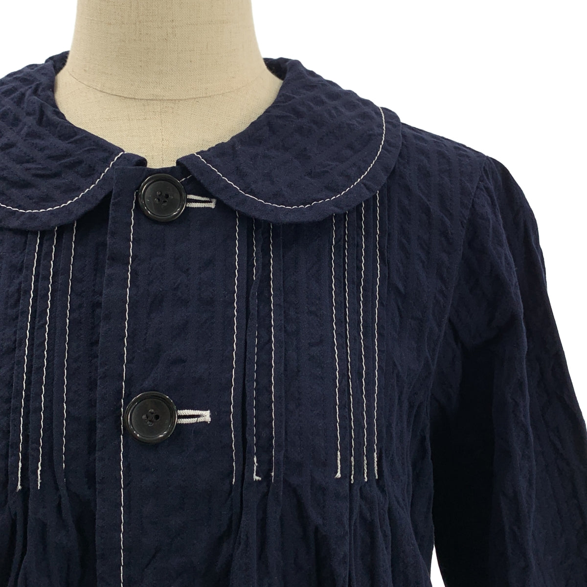 tricot COMME des GARCONS / トリココムデギャルソン | 2011SS | 製品洗い加工 ステッチ ラウンドカラー コート | S | レディース